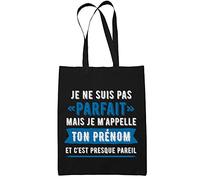 Tote Bag Homme Parfait | Sac coton cabas réutilisable prénom nom métier personnalisé | Idée cadeau customisable