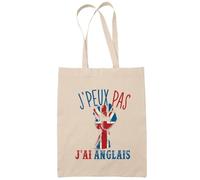 Tote Bag - J'peux pas Anglais - Beige - 10L - Coton Bio - Éco-responsable