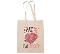 Tote Bag - J'peux pas - Crochet beige - 10L - 100% coton biologique - Éco-responsable