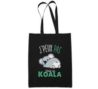 Tote Bag - Koala - Noir - 10L - Coton Bio - Idée Cadeau Unique