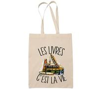 Tote bag livres c'est la vie | Idée Cadeau Sac cabas Bandoulière, Sac de Plage | Imprimé en France