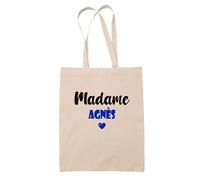 Tote Bag Madame Agnès - Bag - Idée Tote Bag Personnalisable Cadeau Anniversaire Cuisine Jardinage Fête Original Famille Travail Départ Collègue Retraite (Bleu)