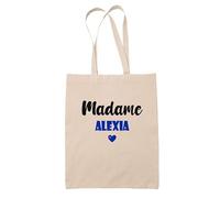 Tote Bag Madame Alexia - Bag - Idée Tote Bag Personnalisable Cadeau Anniversaire Cuisine Jardinage Fête Original Famille Travail Départ Collègue Retraite (Bleu)