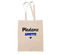 Tote Bag Madame Annette - Bag - Idée Tote Bag Personnalisable Cadeau Anniversaire Cuisine Jardinage Fête Original Famille Travail Départ Collègue Retraite (Bleu)