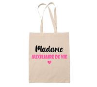 Tote Bag Madame Auxiliaire de vie - Bag - Idée Tote Bag Personnalisable Cadeau Anniversaire Cuisine Jardinage Fête Original Famille Travail Départ Collègue Retraite (Rose)