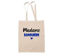 Tote Bag Madame Banquière - Bag - Idée Tote Bag Personnalisable Cadeau Anniversaire Cuisine Jardinage Fête Original Famille Travail Départ Collègue Retraite (Bleu)