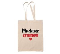Tote Bag Madame Catherine - Bag - Idée Tote Bag Personnalisable Cadeau Anniversaire Cuisine Jardinage Fête Original Famille Travail Départ Collègue Retraite (Rouge)