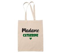 Tote Bag Madame Catherine - Bag - Idée Tote Bag Personnalisable Cadeau Anniversaire Cuisine Jardinage Fête Original Famille Travail Départ Collègue Retraite (Vert)