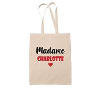Tote Bag Madame Charlotte - Bag - Idée Tote Bag Personnalisable Cadeau Anniversaire Cuisine Jardinage Fête Original Famille Travail Départ Collègue Retraite (Rouge)
