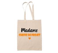 Tote Bag Madame Cheffe de projet - Bag - Idée Tote Bag Personnalisable Cadeau Anniversaire Cuisine Jardinage Fête Original Famille Travail Départ Collègue Retraite (Orange)