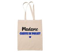 Tote Bag Madame Cheffe de projet - Bag - Idée Tote Bag Personnalisable Cadeau Anniversaire Cuisine Jardinage Fête Original Famille Travail Départ Collègue Retraite (Bleu)