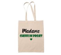 Tote Bag Madame Cheffe de projet - Bag - Idée Tote Bag Personnalisable Cadeau Anniversaire Cuisine Jardinage Fête Original Famille Travail Départ Collègue Retraite (Vert)