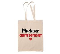 Tote Bag Madame Cheffe de projet - Bag - Idée Tote Bag Personnalisable Cadeau Anniversaire Cuisine Jardinage Fête Original Famille Travail Départ Collègue Retraite (Rouge)