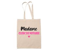 Tote Bag Madame Clerc de notaire - Bag - Idée Tote Bag Personnalisable Cadeau Anniversaire Cuisine Jardinage Fête Original Famille Travail Départ Collègue Retraite (Rose)