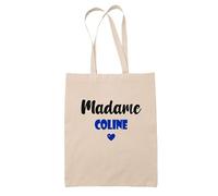 Tote Bag Madame Coline - Bag - Idée Tote Bag Personnalisable Cadeau Anniversaire Cuisine Jardinage Fête Original Famille Travail Départ Collègue Retraite (Bleu)