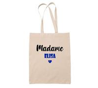 Tote Bag Madame Elisa - Bag - Idée Tote Bag Personnalisable Cadeau Anniversaire Cuisine Jardinage Fête Original Famille Travail Départ Collègue Retraite (Bleu)