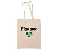 Tote Bag Madame Elisa - Bag - Idée Tote Bag Personnalisable Cadeau Anniversaire Cuisine Jardinage Fête Original Famille Travail Départ Collègue Retraite (Vert)