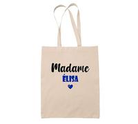 Tote Bag Madame Élisa - Bag - Idée Tote Bag Personnalisable Cadeau Anniversaire Cuisine Jardinage Fête Original Famille Travail Départ Collègue Retraite (Bleu)
