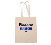 Tote Bag Madame Elisabeth - Bag - Idée Tote Bag Personnalisable Cadeau Anniversaire Cuisine Jardinage Fête Original Famille Travail Départ Collègue Retraite (Bleu)