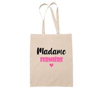 Tote Bag Madame Fermière - Bag - Idée Tote Bag Personnalisable Cadeau Anniversaire Cuisine Jardinage Fête Original Famille Travail Départ Collègue Retraite (Rose)