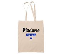 Tote Bag Madame Hélène - Bag - Idée Tote Bag Personnalisable Cadeau Anniversaire Cuisine Jardinage Fête Original Famille Travail Départ Collègue Retraite (Bleu)