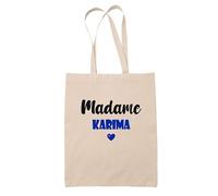 Tote Bag Madame Karima - Bag - Idée Tote Bag Personnalisable Cadeau Anniversaire Cuisine Jardinage Fête Original Famille Travail Départ Collègue Retraite (Bleu)