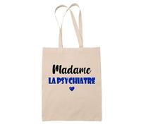 Tote Bag Madame la psychiatre - Bag - Idée Tote Bag Personnalisable Cadeau Anniversaire Cuisine Jardinage Fête Original Famille Travail Départ Collègue Retraite (Bleu)