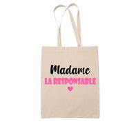 Tote Bag Madame la responsable - Bag - Idée Tote Bag Personnalisable Cadeau Anniversaire Cuisine Jardinage Fête Original Famille Travail Départ Collègue Retraite (Rose)