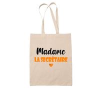 Tote Bag Madame la secrétaire - Bag - Idée Tote Bag Personnalisable Cadeau Anniversaire Cuisine Jardinage Fête Original Famille Travail Départ Collègue Retraite (Orange)