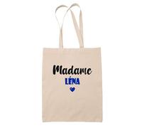 Tote Bag Madame Léna - Bag - Idée Tote Bag Personnalisable Cadeau Anniversaire Cuisine Jardinage Fête Original Famille Travail Départ Collègue Retraite (Bleu)