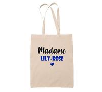 Tote Bag Madame Lily-Rose - Bag - Idée Tote Bag Personnalisable Cadeau Anniversaire Cuisine Jardinage Fête Original Famille Travail Départ Collègue Retraite (Bleu)