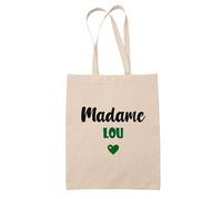 Tote Bag Madame Lou - Bag - Idée Tote Bag Personnalisable Cadeau Anniversaire Cuisine Jardinage Fête Original Famille Travail Départ Collègue Retraite (Vert)