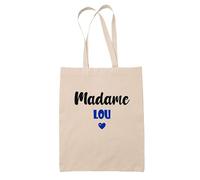 Tote Bag Madame Lou - Bag - Idée Tote Bag Personnalisable Cadeau Anniversaire Cuisine Jardinage Fête Original Famille Travail Départ Collègue Retraite (Bleu)