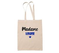Tote Bag Madame Louise - Bag - Idée Tote Bag Personnalisable Cadeau Anniversaire Cuisine Jardinage Fête Original Famille Travail Départ Collègue Retraite (Bleu)