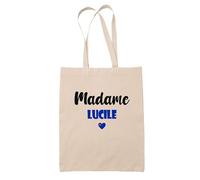 Tote Bag Madame Lucile - Bag - Idée Tote Bag Personnalisable Cadeau Anniversaire Cuisine Jardinage Fête Original Famille Travail Départ Collègue Retraite (Bleu)