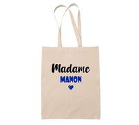 Tote Bag Madame Manon - Bag - Idée Tote Bag Personnalisable Cadeau Anniversaire Cuisine Jardinage Fête Original Famille Travail Départ Collègue Retraite (Bleu)