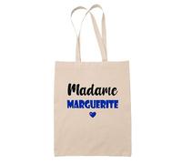 Tote Bag Madame Marguerite - Bag - Idée Tote Bag Personnalisable Cadeau Anniversaire Cuisine Jardinage Fête Original Famille Travail Départ Collègue Retraite (Bleu)