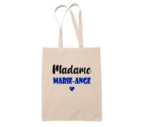 Tote Bag Madame Marie-Ange - Bag - Idée Tote Bag Personnalisable Cadeau Anniversaire Cuisine Jardinage Fête Original Famille Travail Départ Collègue Retraite (Bleu)