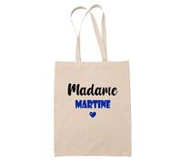 Tote Bag Madame Martine - Bag - Idée Tote Bag Personnalisable Cadeau Anniversaire Cuisine Jardinage Fête Original Famille Travail Départ Collègue Retraite (Bleu)