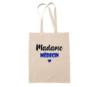 Tote Bag Madame Médecin - Bag - Idée Tote Bag Personnalisable Cadeau Anniversaire Cuisine Jardinage Fête Original Famille Travail Départ Collègue Retraite (Bleu)