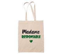 Tote Bag Madame Responsable - Bag - Idée Tote Bag Personnalisable Cadeau Anniversaire Cuisine Jardinage Fête Original Famille Travail Départ Collègue Retraite (Vert)