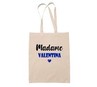 Tote Bag Madame Valentina - Bag - Idée Tote Bag Personnalisable Cadeau Anniversaire Cuisine Jardinage Fête Original Famille Travail Départ Collègue Retraite (Bleu)
