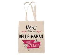 Tote Bag - Merci - Belle-Maman Géniale - Coton Biologique - 10L - Éco-Responsable