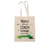 Tote Bag Merci Coach Inoubliable | Idée Cadeau Collègue Travail Retraite Sac Cabas Réutilisable