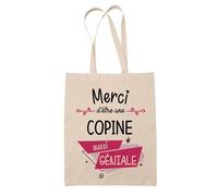 Tote Bag - Merci - Copine Géniale - 10L - Coton Biologique - Réutilisable