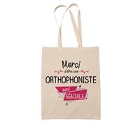 Tote Bag - Merci - Orthophoniste Géniale - 10L - Coton Biologique - Réutilisable