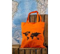 Tote bag - motif carte du monde (38 x 42 cm) - orange