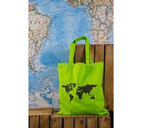 Tote bag - motif carte du monde (38 x 42 cm) - vert