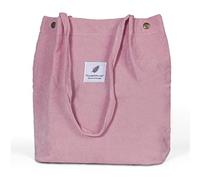 Tote Bag Noir, Sac Velours Côtelé Femme, Doux, Grande Capacité, Réutilisable, Adapté aux Dames et aux Filles (Rose)