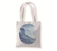 Tote Bag Ondes Bleues Sac Fourre Tout avec Anses Longues Toile Lavables pour Femme Hommes Enfant Voyage Scolaire Shopping Réutilisables Sac Tissu Lot de 2 (33x37 cm)